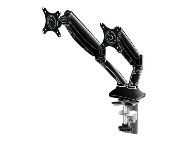 Iiyama DS3002C-B1 - Monteringssett - justerbar arm - for 2 skjermer - svart - skjermstørrelse: 10"-27" - skrivebordsmonterbar