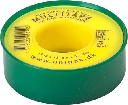 UNIPAK Multitape12mx12mmx0,100mm happea, kaasua, öljyä, bensiiniä, juomavettä ja lämpöä varten Lämpötilan kestävä-200-260°C:sta +260°C:seen