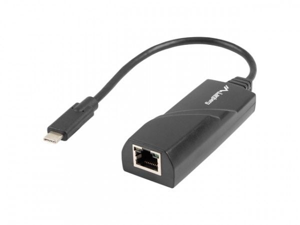 Lanberg NC-1000-02, USB Type-C, RJ-45, Musta, 1 kpl, 0,15 m