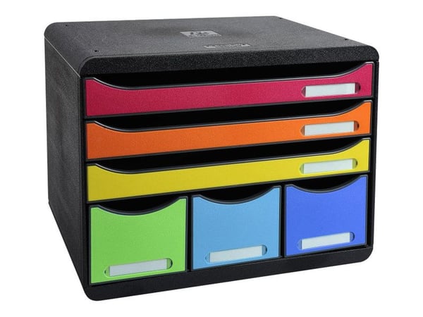 Skuffekabinet Exacompta Storebox Maxi med 6 skuffer, Harlekin