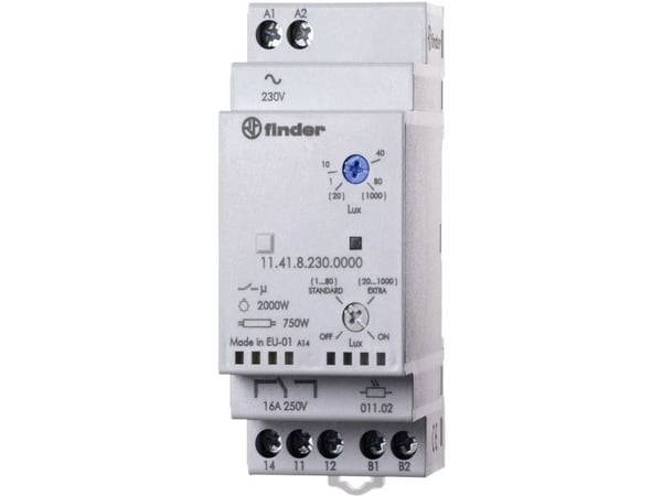 Finder 11.41.8.230.0000, Grå, 16 A, -20 - 50 °C, Status, CE, 230 V