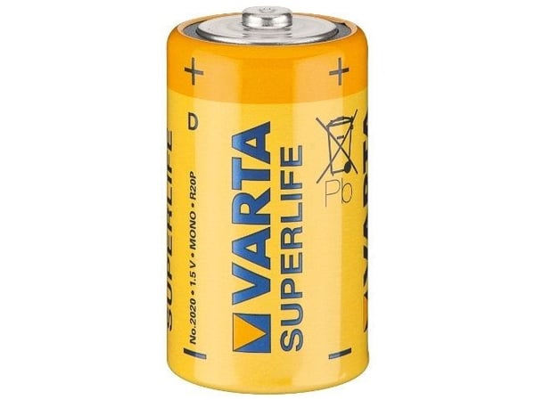 Varta Superlife - Batteri 2 x D - Karbonsink