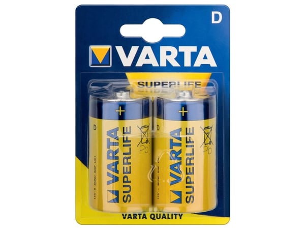 Varta Superlife - Batteri 2 x D - Karbonsink