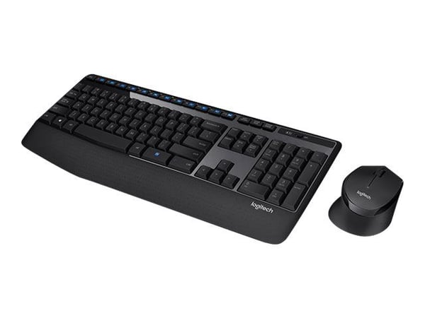 Logitech Wireless Combo MK345 - Tastatur- og mussett - trådløs - 2.4 GHz - US International - svart, blå
