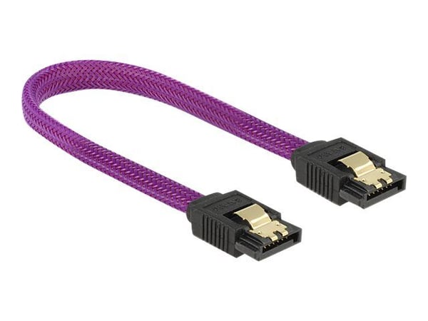 Delock Premium - SATA-kabel - Serial ATA 150/300/600 - SATA (hann) til SATA (hann) - 20 cm - låst - purpur