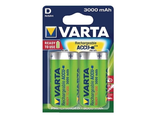 Varta Power Accu - Batteri 2 x D - NiMH - (ladbare) - 3000 mAh