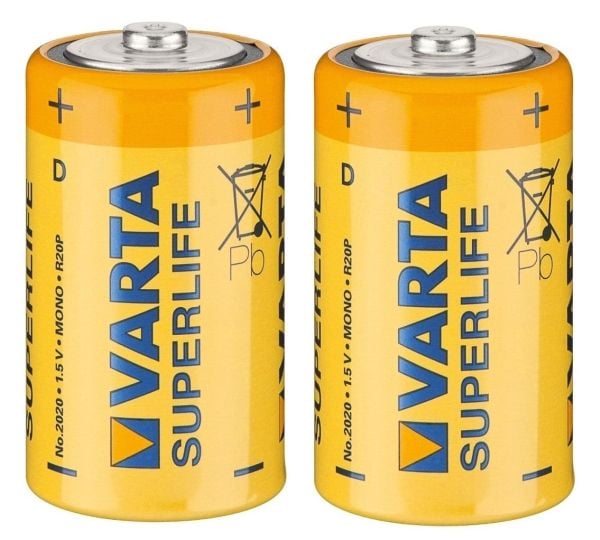 Varta Superlife - Batteri 2 x D - Karbonsink