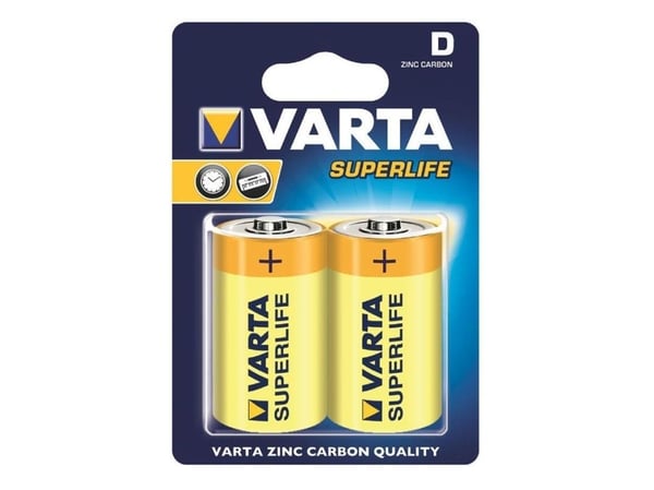 Varta Superlife - Batteri 2 x D - Karbonsink