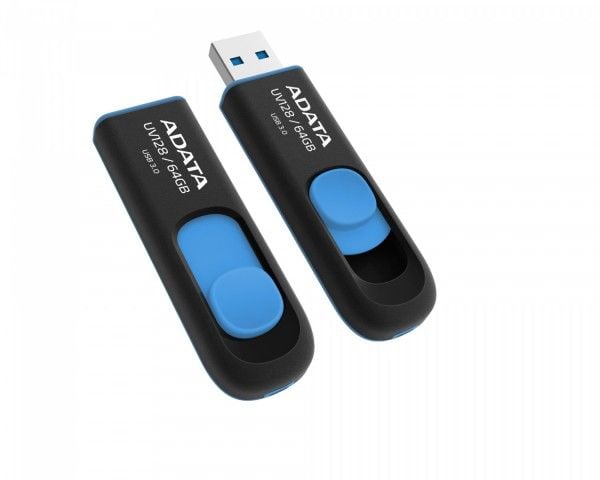 ADATA DashDrive UV128 - USB-minnepinne - 64 GB - USB 3.0 - sort, blå
