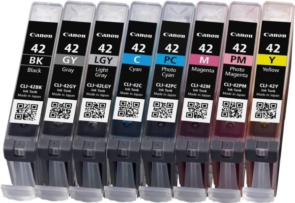 Canon CLI-42 BK/GY/LG/C/M/Y/PC/PM Multipack - 8-pack - grå, gul, cyan, magenta, lysegrå, fotocyan, fotomagenta - original - blekkbeholder - for PIX...