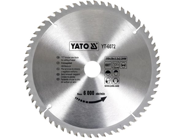 Yato sirkelsag for tre 250x30mm 60z (YT-6072)