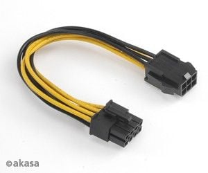 Akasa - Strømadapter - 6-pins PCIe-strøm til strøm 8-pin +12V - 15 cm