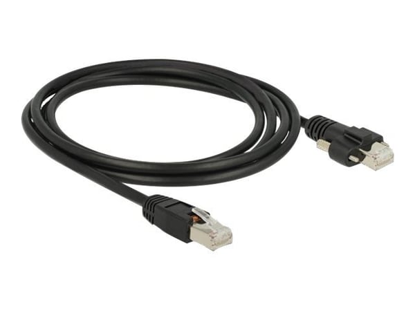 Delock - Koblingskabel - RJ-45 (hann) skrubar til RJ-45 (hann) - 2 m - skjermet, beskyttet tvunnet parkabel (STTP) - CAT 6 - svart