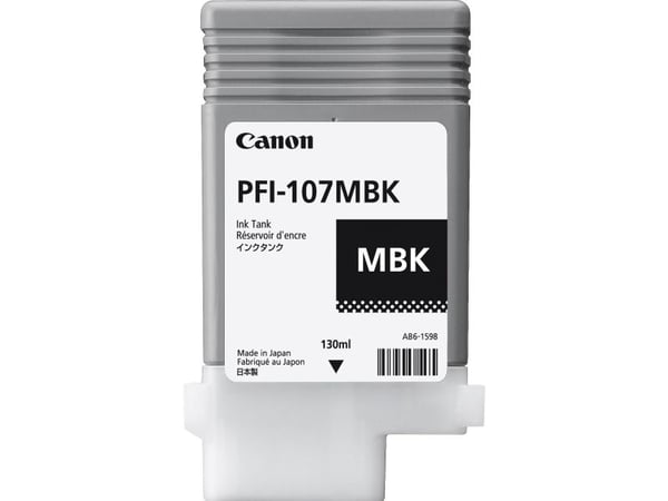 Canon PFI-107 MBK - 130 ml - mattsvart - original - bläcktank - för imagePROGRAF iPF670, iPF680, iPF685, iPF770, iPF780, iPF785
