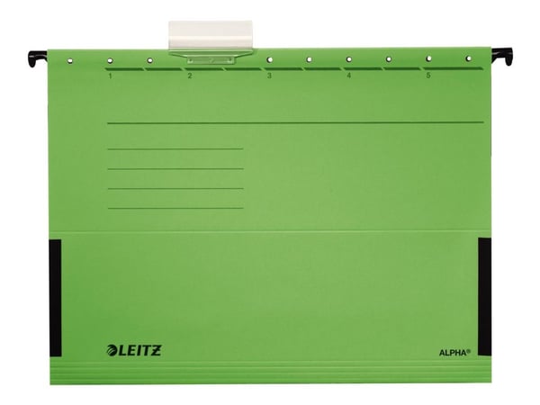 Leitz ALPHA - Hengefil - V-sokkel - for A4 (210 x 297 mm) - med fliker - grønn
