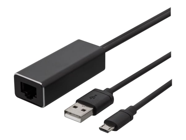 DELTACO CAST-ETHERNET - Nettverksadapter - USB - 10/100 Ethernet x 1 - svart - for Google Chromecast