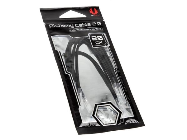 BitFenix Alchemy 2.0 - Strömkabel - 20 cm - formpressad, tvinnad - svart (paket om 5)