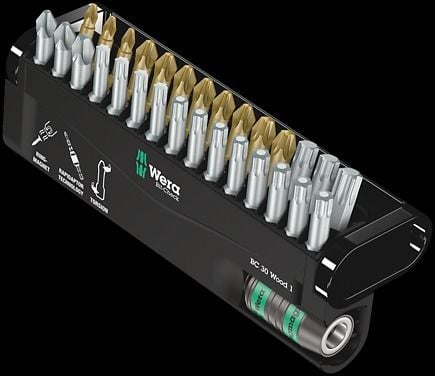 Wera Bit-Check 30 Wood 1 - Spissett for skrutrekker - 30 deler - phillips, pozidriv, torx - heksagonal - lengde: 25 mm