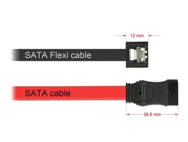 Delock FLEXI - SATA-kabel - Serial ATA 150/300/600 - SATA (hunn) til SATA (hunn) - 10 cm - låst - svart