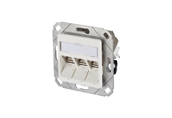 BTR C6A Moduuli 3 Port 270° UPk - Planforsænket stikdåse - RJ-45 X 3 - ren hvid, RAL 9010