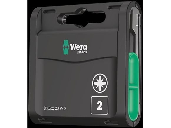 Wera Bit-Box 20 PZ, 15 stykker, Pozidriv, PZ 2, Metall, Plast, 20x PZ 2x25 mm, CE