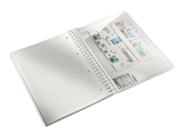 Leitz WOW - Notisbok - spiralbundet - A4 (210 x 297 mm) - 80 ark / 160 sider - hvitt papir - rutet - isblått deksel - polypropylen (PP)
