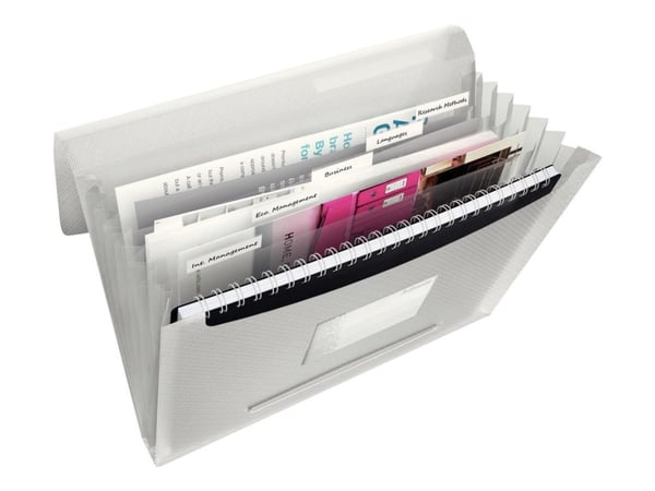 Esselte Vivida - Dokumentmappe - kan utvides - 6 rom - for A4 (210 x 297 mm) - kapasitet: 300 ark - med fliker - livlig hvit