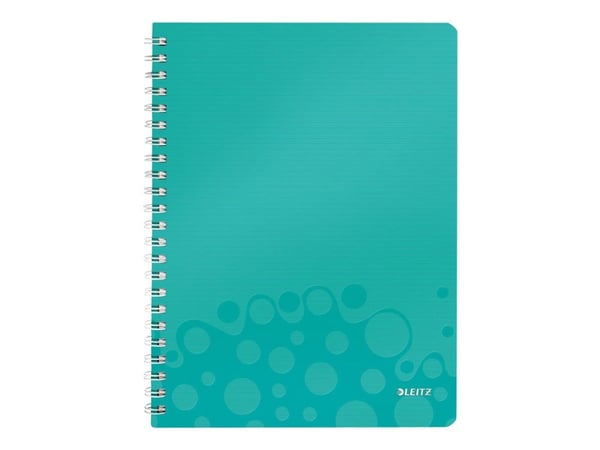 Leitz WOW - Notisbok - spiralbundet - A4 (210 x 297 mm) - 80 ark / 160 sider - hvitt papir - rutet - isblått deksel - polypropylen (PP)