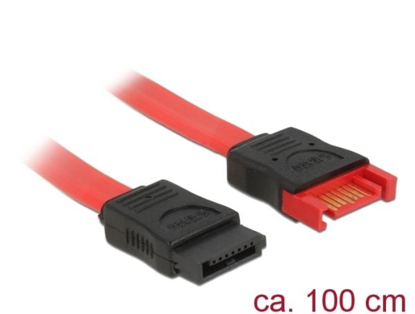 Delock - SATA-forlengelseskabel - Serial ATA 150/300/600 - SATA (hann) til SATA (hunn) - 1 m - rød