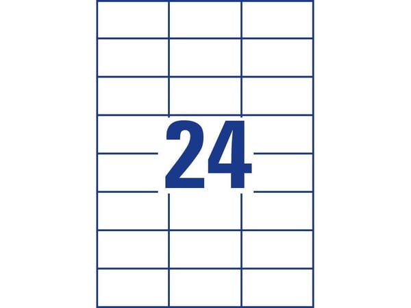 Avery 6173, Hvit, Rektangel, Permanent, 70 x 37 mm, A4, Papir