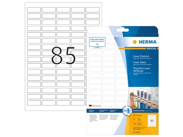 HERMA - Papir - matt - selv-adhesiv - hvit - 37 x 13 mm 2125 etikett(er) (25 ark x 85) merkelapper