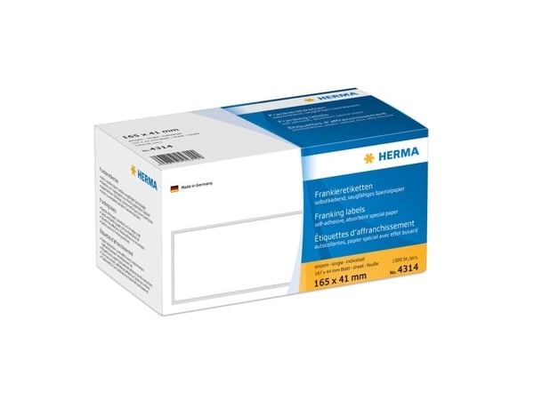 HERMA - Hvit - 165 x 41 mm 1000 etikett(er) selvklebende frankeringsetiketter med merkelapp