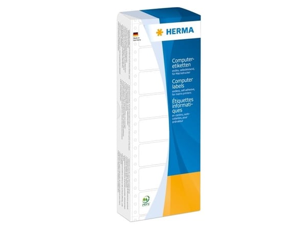 HERMA Computer labels - Papir - matt - permanent selv-adhesiv - perforert - gul - 88.9 x 35.7 mm 2000 etikett(er) sammenhengde siksakfoldede etiketter