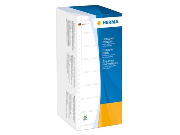 HERMA Computer labels - Papir - matt - permanent selv-adhesiv - perforert - hvit - 101.6 x 48.4 mm 6000 etikett(er) sammenhengde siksakfoldede etik...