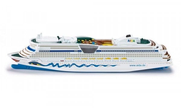 Siku Cruiseliner Aida, Passagerarfartygsmodell, Formonterede, 1:1400, Metall, Plast, Blå, Hvid, Skibsmodell