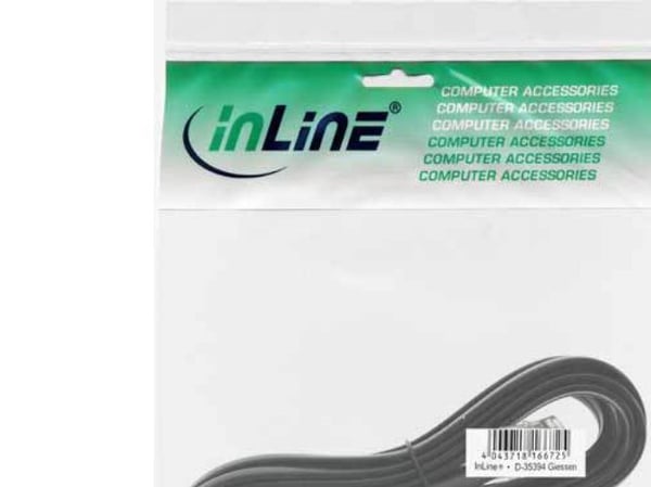 InLine 18842, 2 m, RJ12, RJ12, musta, Hanstik/Hanstik