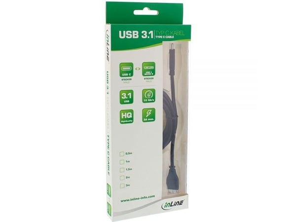 InLine 35722, 2 m, USB C, Micro-USB B, USB 3.2 Gen 2 (3.1 Gen 2), Hankjønn/hankjønn, Svart