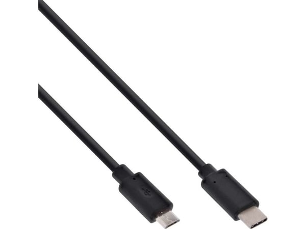InLine 35741, 1 m, USB C, Micro-USB B, USB 2.0, Hankjønn/hankjønn, Svart