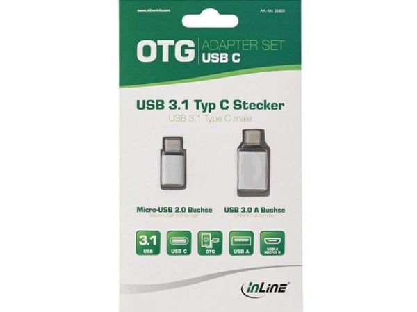 InLine 35809, USB 3.1 C, Micro-USB + USB3.0 A, Aluminium