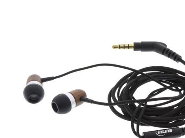 InLine 55357, Koblet med ledninger (ikke trådløs), 20 - 20000 Hz, Samtaler/musikk, 21 g, Hodetelefoner, Valnøtt