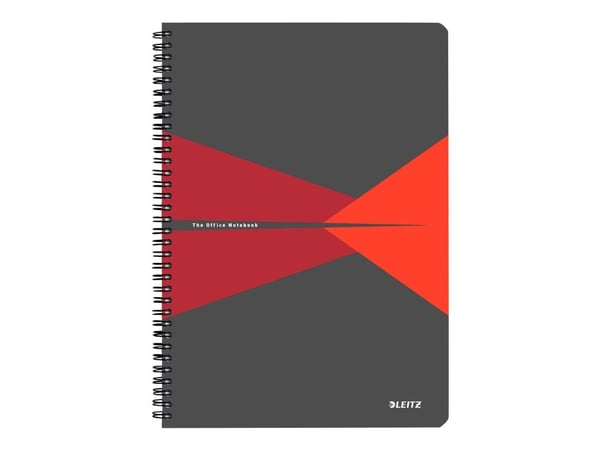 Leitz Office - Notisbok - spiralbundet - A4 (210 x 297 mm) - 90 ark / 180 sider - rutet - rød - polypropylen (PP)