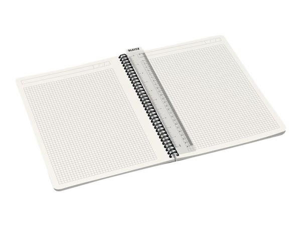 Leitz Office - Notisbok - spiralbundet - A4 (210 x 297 mm) - 90 ark / 180 sider - rutet - grønn - polypropylen (PP)