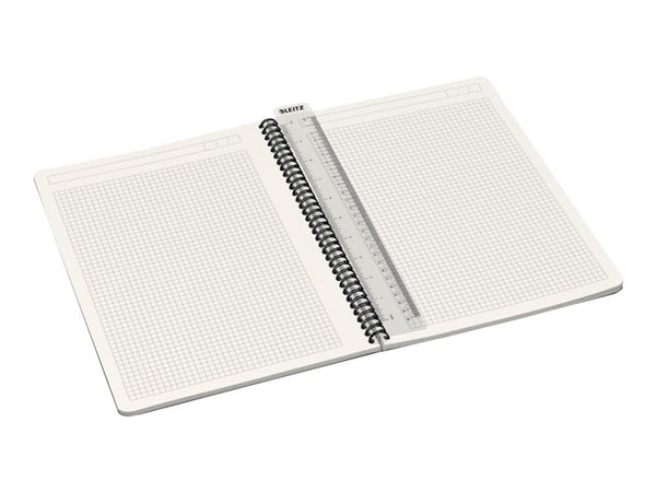 Leitz Office - Notisbok - spiralbundet - A4 (210 x 297 mm) - 90 ark / 180 sider - rutet - grønn - polypropylen (PP)