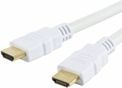 TECHly - HDMI-kabel med Ethernet - HDMI hann til HDMI hann - 5 m - trippel beskyttelse - hvit - 4K-støtte