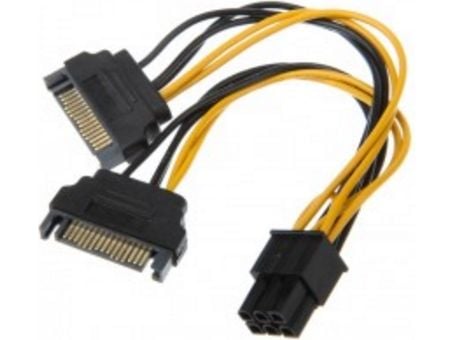 Akasa - Strømadapter - SATA-strøm (hann) til 6-pins PCIe-strøm (hann) - 15 cm