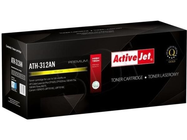 Activejet ATH-312AN (korvaava Canon, HP 126A CRG-729Y, CE312A; Premium; 1000 sivua; keltainen), 1000 sivua, Keltainen, 1 kpl