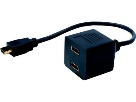 ASSMANN - HDMI-splitter - HDMI hann til HDMI hunn - 20 cm - skjermet - svart