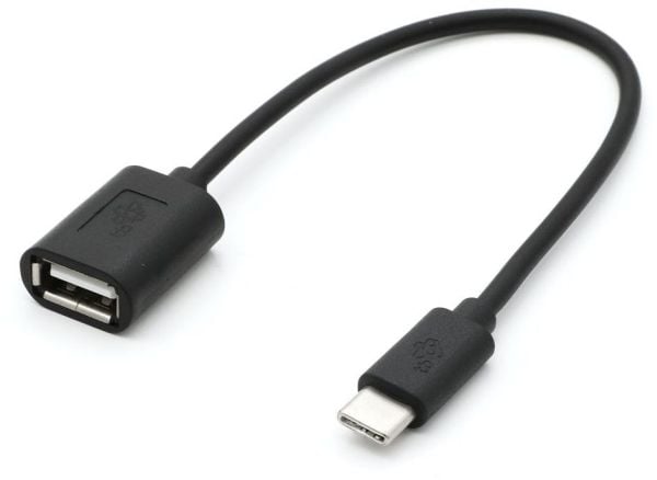 USB A till USB C OTG-kabel 15 cm svart