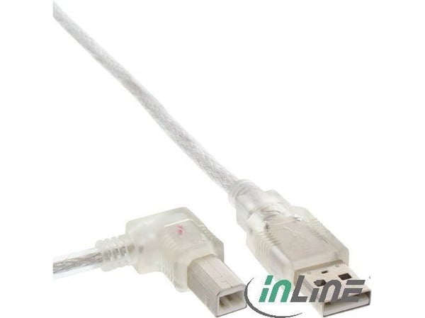 InLine 34517L, 0,5 m, USB A, USB B, Uros/uros, 0,48 Gbit/s, Läpinäkyvä