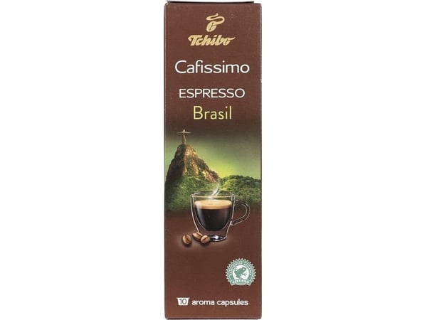 Tchibo Espresso Brasil Beleza, Kahvikapseli, Espresso, Tumma paahto, Ruskea, Vihreä, 10 kpl, Laatikko
